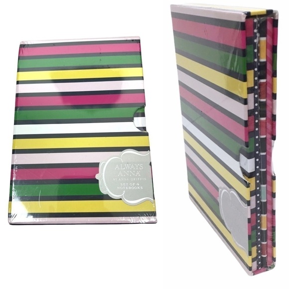 ANNA GRIFFIN Notebooks Always Anna Set of 4 NWT Dots Stripes Journal Planner - Picture 8 of 8